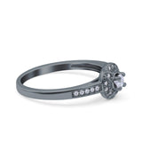 Art Deco Wedding Ring Band Round Pave Simulated Cubic Zirconia 925 Sterling Silver (8mm)