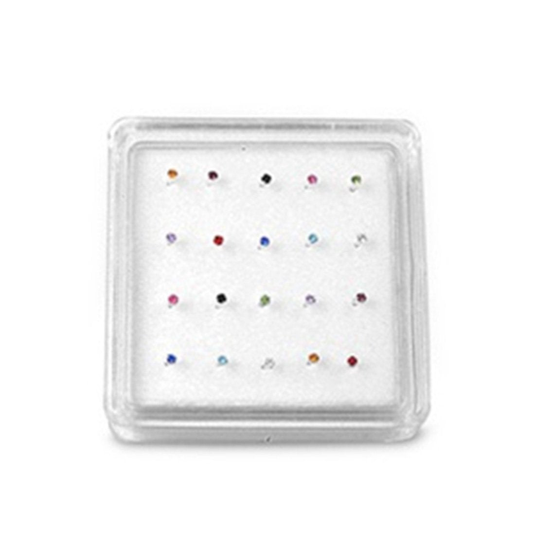 Assorted Color Nose Stud 925 Sterling Silver -(20 Nose Studs in a Box)