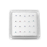 Nose Stud Color Simulated Cubic Zirconia Ball End 925 Sterling Silver -(20 Nose Studs in a Box)