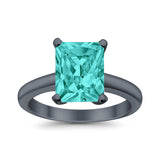 Solitaire Engagement Ring Radiant Simulated Cubic Zirconia 925 Sterling Silver