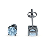 Solitaire Stud Earring Round Cubic Zirconia 925 Sterling Silver