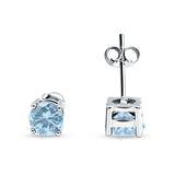 Solitaire Stud Earring Round Cubic Zirconia 925 Sterling Silver