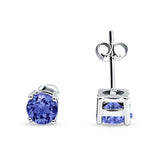 Solitaire Stud Earring Round Cubic Zirconia 925 Sterling Silver