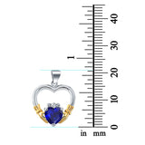 Claddagh Charm Pendant Simulated Heart Cubic Zirconia 925 Sterling Silver (21mm)