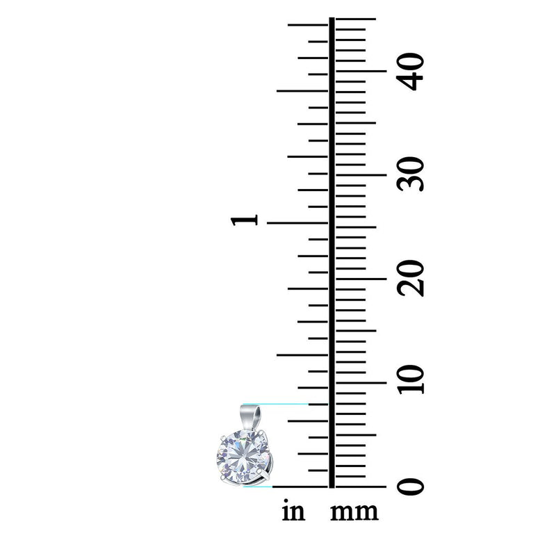 Round Simulated Cubic Zirconia Charm Pendant 925 Sterling Silver (8mm)