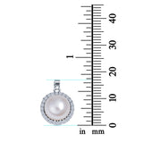 Pearl Charm Pendant Simulated Cubic Zirconia 925 Sterling Silver (17mm)