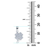 Clover Leaf Pendant Charm Simulated Cubic Zirconia 925 Sterling Silver (18mm)