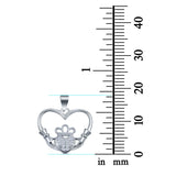 Claddagh Charm Pendant Simulated Cubic Zirconia 925 Sterling Silver (18mm)