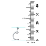 Silver Crescent Moon Pendant Charm Simulated Cubic Zirconia 925 Sterling Silver