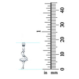 Silver Ballerina Charm Pendant Simulated Cubic Zirconia 925 Sterling Silver (18mm)