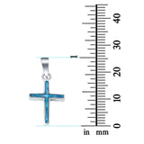 Lab Created Opal Simple Cross 925 Sterling Silver Charm Pendant