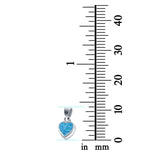 Solitaire Heart Pendant Charm Created Opal 925 Sterling Silver