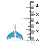 Whale Tail Charm Pendant Lab Created Blue Opal 925 Sterling Silver