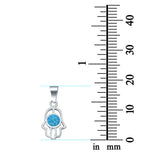 Hand of God Charm Pendant Lab Created Opal 925 Sterling Silver