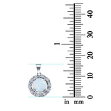 Simulated Cubic Zirconia Charm Pendant Lab Created Round Opal 925 Sterling Silver (16mm)