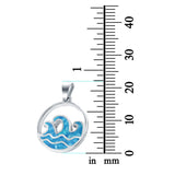 Wave Pendant Trendy Ocean Wave 925 Sterling Silver Created Opal