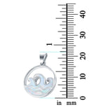 Wave Pendant Trendy Ocean Wave 925 Sterling Silver Created Opal