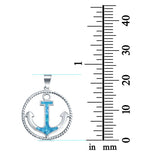 Anchor Braided Cable Design Round Pendant Charm 925 Sterling Silver