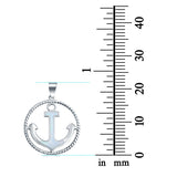 Anchor Braided Cable Design Round Pendant Charm 925 Sterling Silver