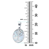 Tree of Life Charm Pendant Lab Created Opal 925 Sterling Silver
