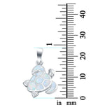 Turtle Pendant Charm Created Opal 925 Sterling Silver