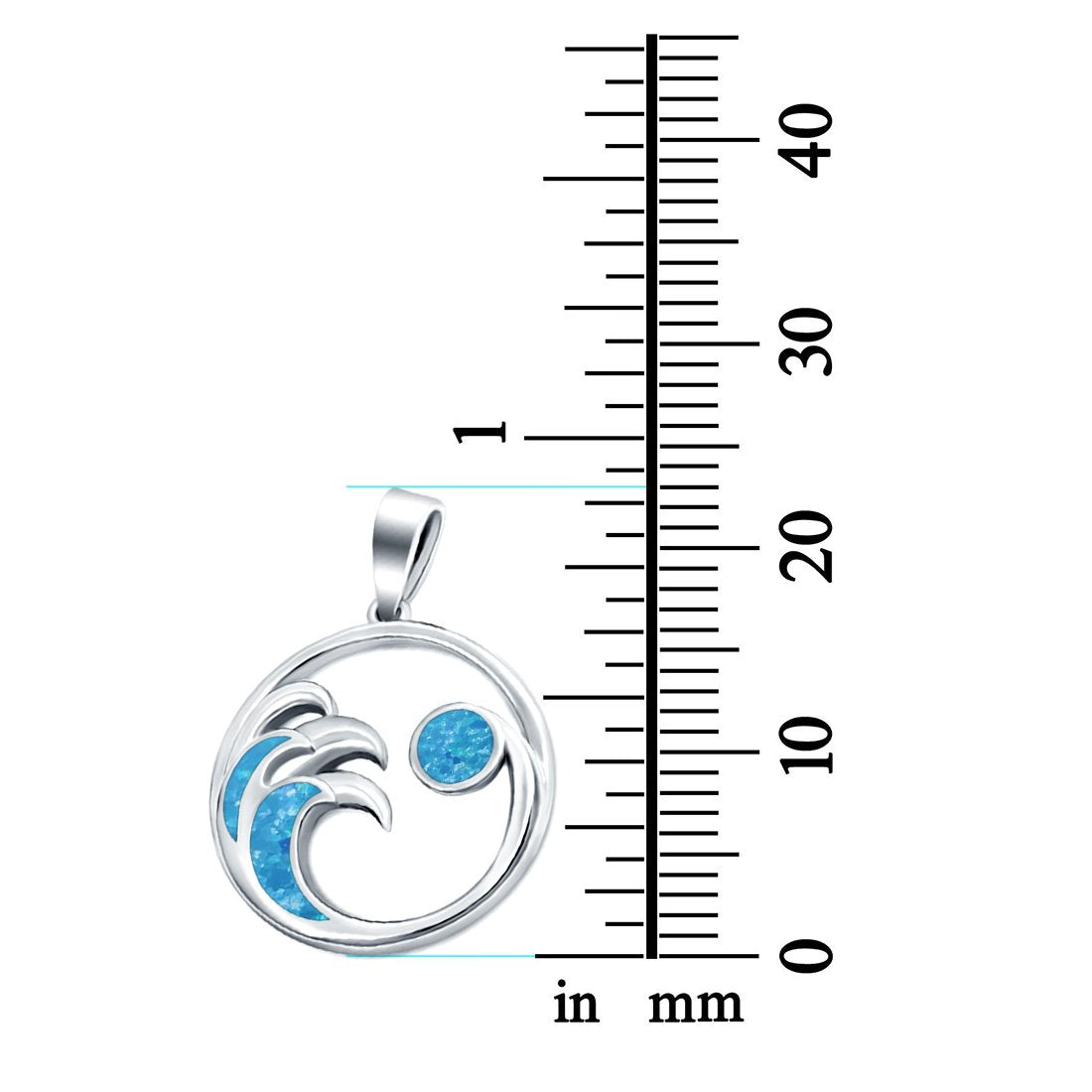 Wave Charm Pendant Lab Created Opal Solid 925 Sterling Silver