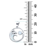 Wave Charm Pendant Lab Created Opal Solid 925 Sterling Silver