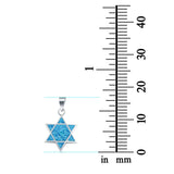 Jewish Star Pendant Lab Created Opal Solid 925 Sterling Silver