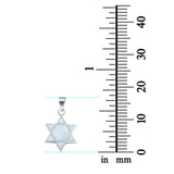 Jewish Star Pendant Lab Created Opal Solid 925 Sterling Silver