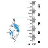 Dolphin Turtle Charm Pendant Lab Created Opal 925 Sterling Silver