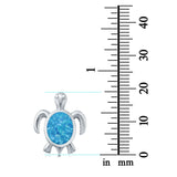 Turtle Pendant Charm Lab Created Opal Solid 925 Sterling Silver