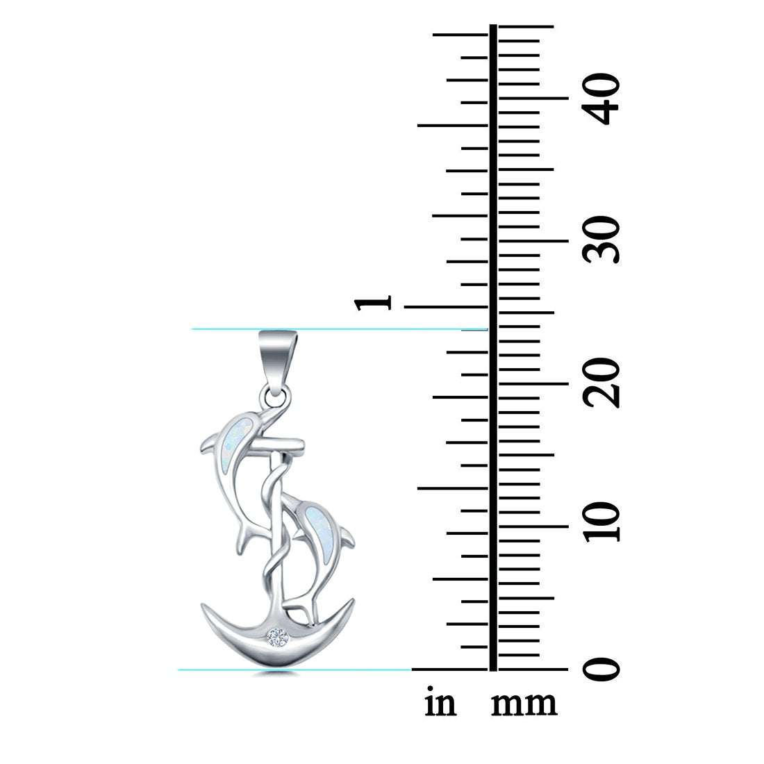 Anchor & Dolphins Pendant Charm Solid 925 Sterling Silver