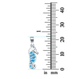 Seahorse Charm Pendant Lab Created Opal 925 Sterling Silver