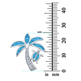 Palm Tree & Turtle Charm Pendant Lab Created Opal Simulated CZ 925 Sterling Silver