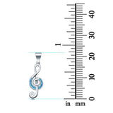 Musical Note Pendant Charm Lab Created Opal Solid 925 Sterling Silver