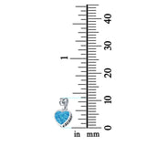 Heart Lab Created Blue Opal Pendant Charm 925 Sterling Silver
