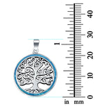 Tree of Life Round Lab Created Opal Charm Pendant 925 Sterling Silver