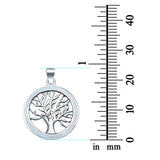 Tree of Life Charm Pendant Round Lab Created Opal 925 Sterling Silver Pendant