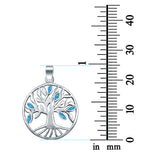 Tree of Life Lab Created Opal 925 Sterling Silver Charm Pendant