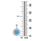 Round Lab Created Blue Opal Pendant Charm Simulated CZ 925 Sterling Silver(15mm)