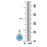 Lab Created Blue Opal Pendant Charm Round Simulated CZ 925 Sterling Silver(13mm)