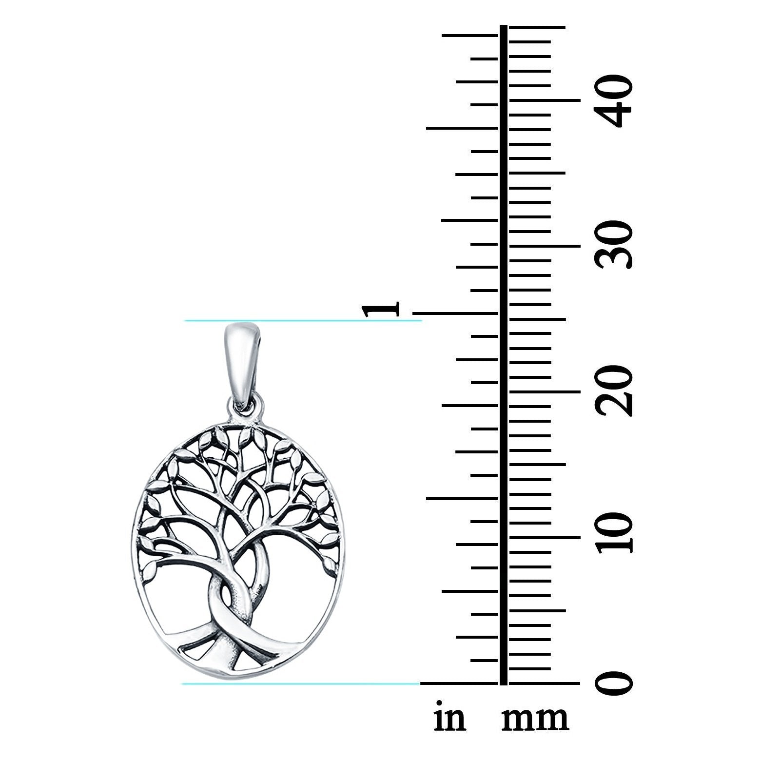 925 Sterling Silver Tree of Life Charm Pendant Oval