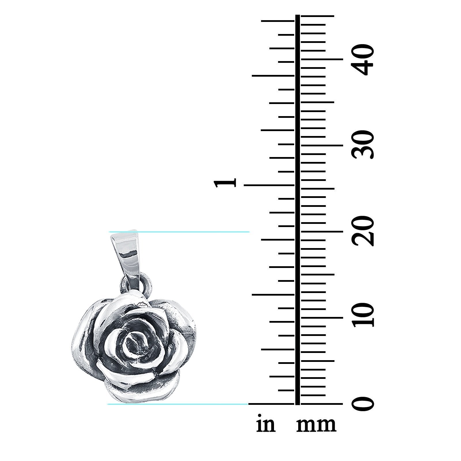 925 Sterling Silver Rose Flower Charm Pendant Fashion Jewelry