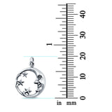 Moon & Stars Pendant Charm 925 Sterling Silver