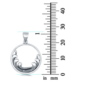 Sterling Silver Waves Pendant Charm 925 Sterling Silver (19mm)