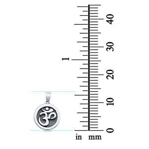 Sterling Silver Om Charm Pendant Round 925 Sterling Silver