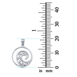 Fashion Jewelry Wave Pendant Charm 925 Sterling Silver (20mm)