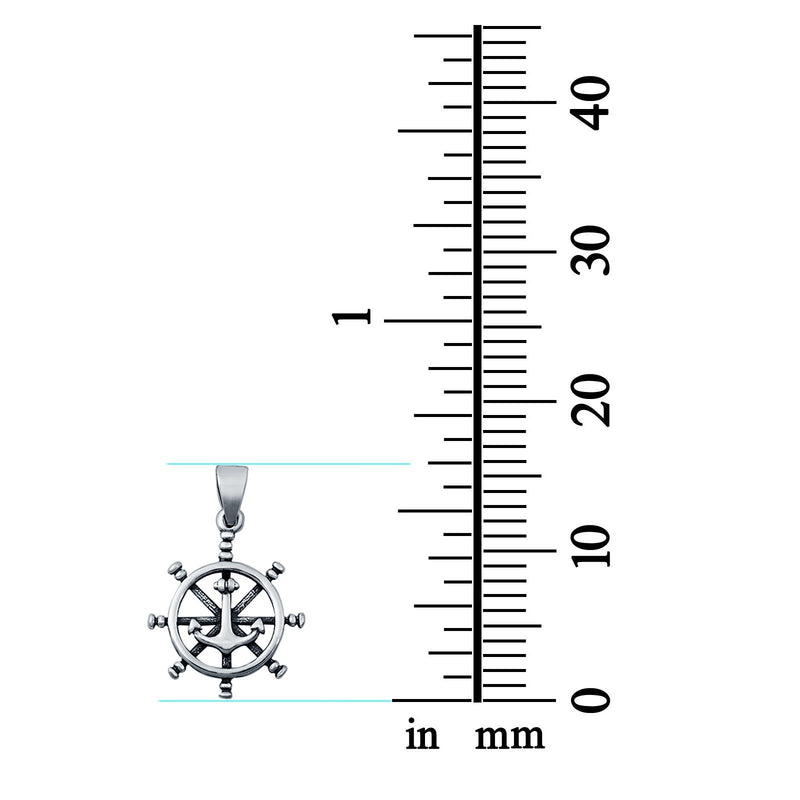 Sterling Silver Helm Pendant Charm 925 Sterling Silver (16mm)