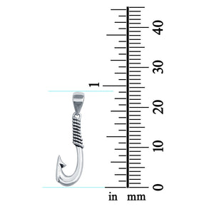 Sterling Silver Fish Hook Pendant Charm 925 Sterling Silver (24mm)