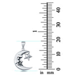 Sterling Silver Crescent Moon & Star Pendant Charm 925 Sterling Silver (19mm)